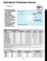 Thumbnail of document Data Sheet - ON-950 Bolt-On Thermistor Sensors w/Threaded SS Housing